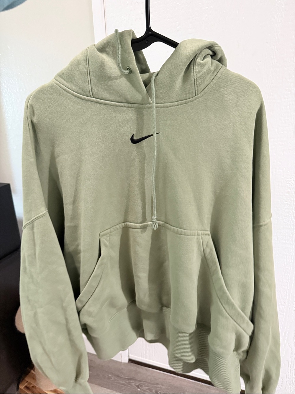 Nike Light Sage Green Hoodie with Black Swoosh